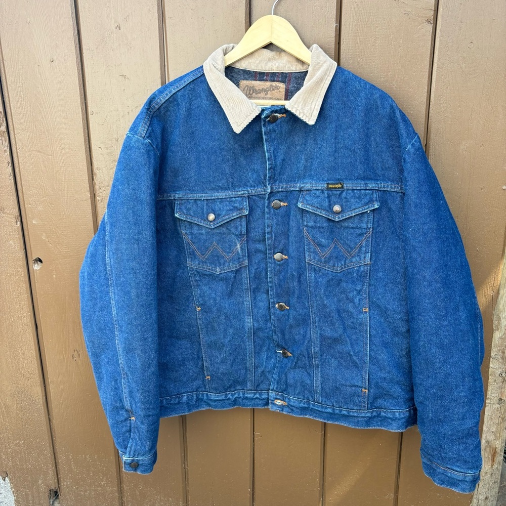 Wrangler Blanket Lined Corduroy Collar Western Denim Jacket 74260PW Mens Size 50